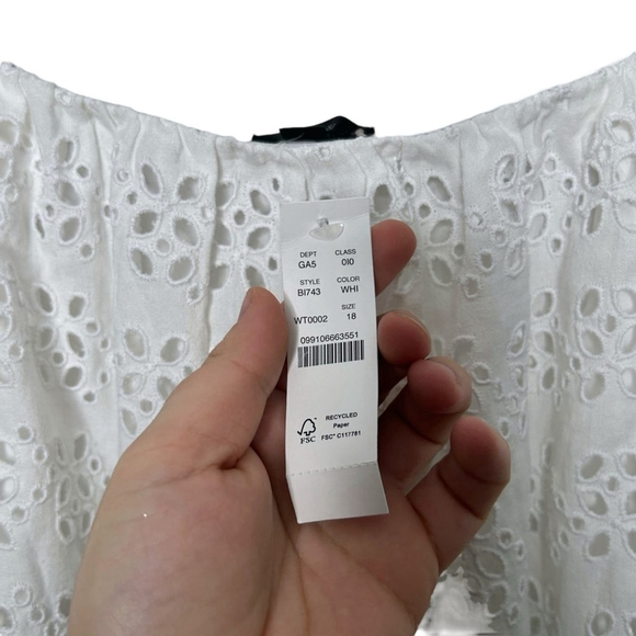 J.Crew White Linen-blend Maxi Side Slit Skirt Eyelet Elastic Waist Plus Size 18 - Picture 9 of 12